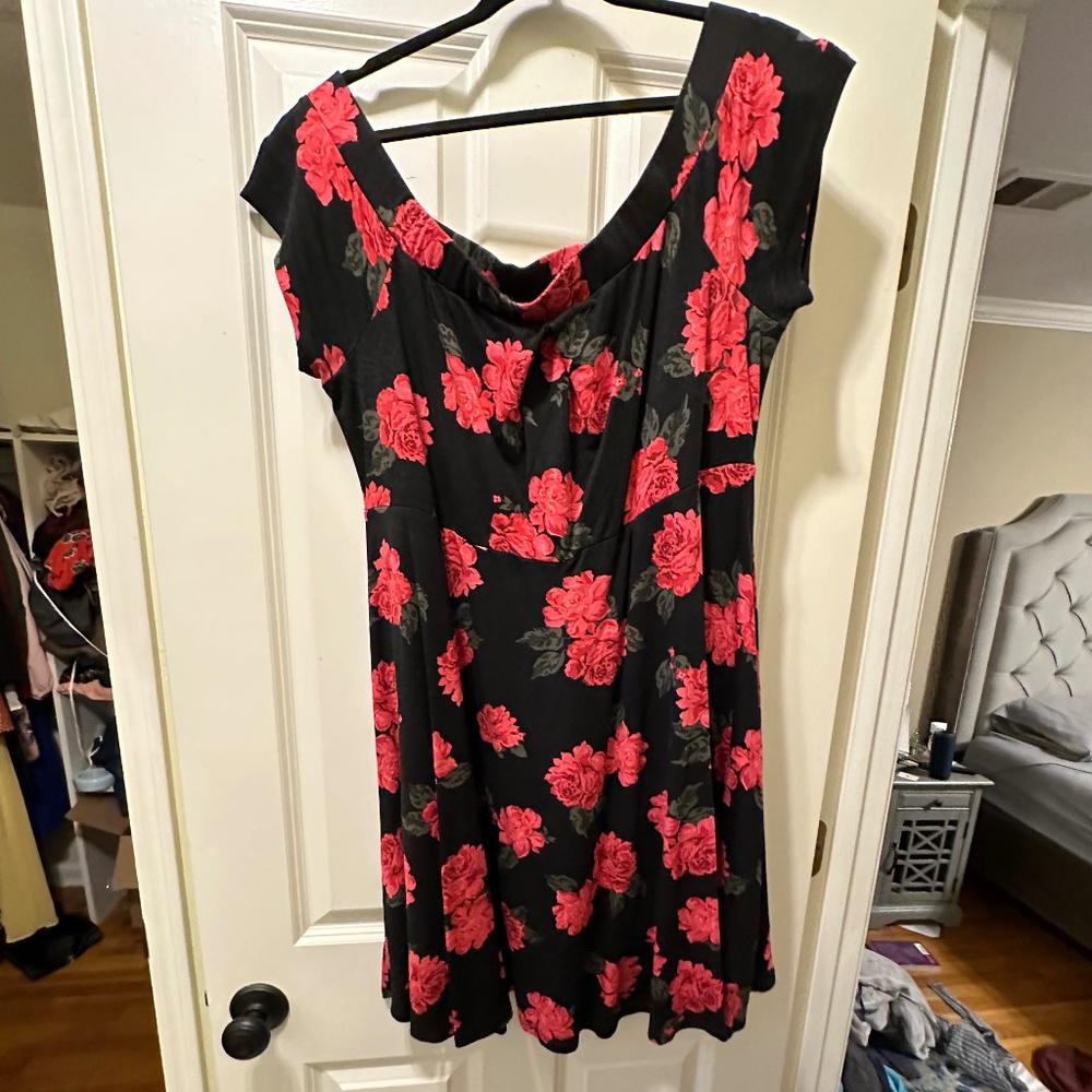 Black and red floral dress